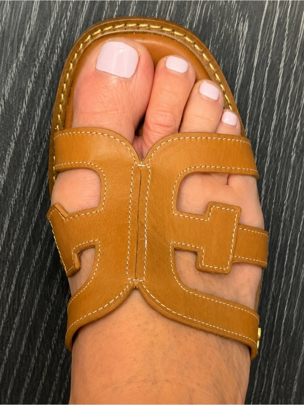 Sam Edelman Laine Platform Wedge Slide Sandals Cognac Leather Sz 10